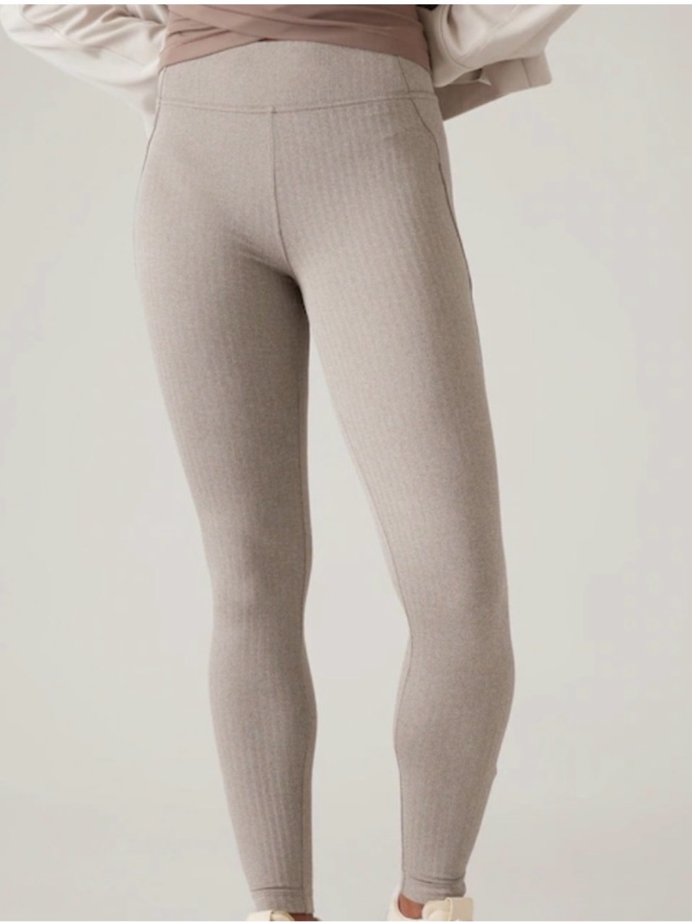 Athleta Size Large Delancey Skyline Tight Cream Braiden Texture Ankle Zip